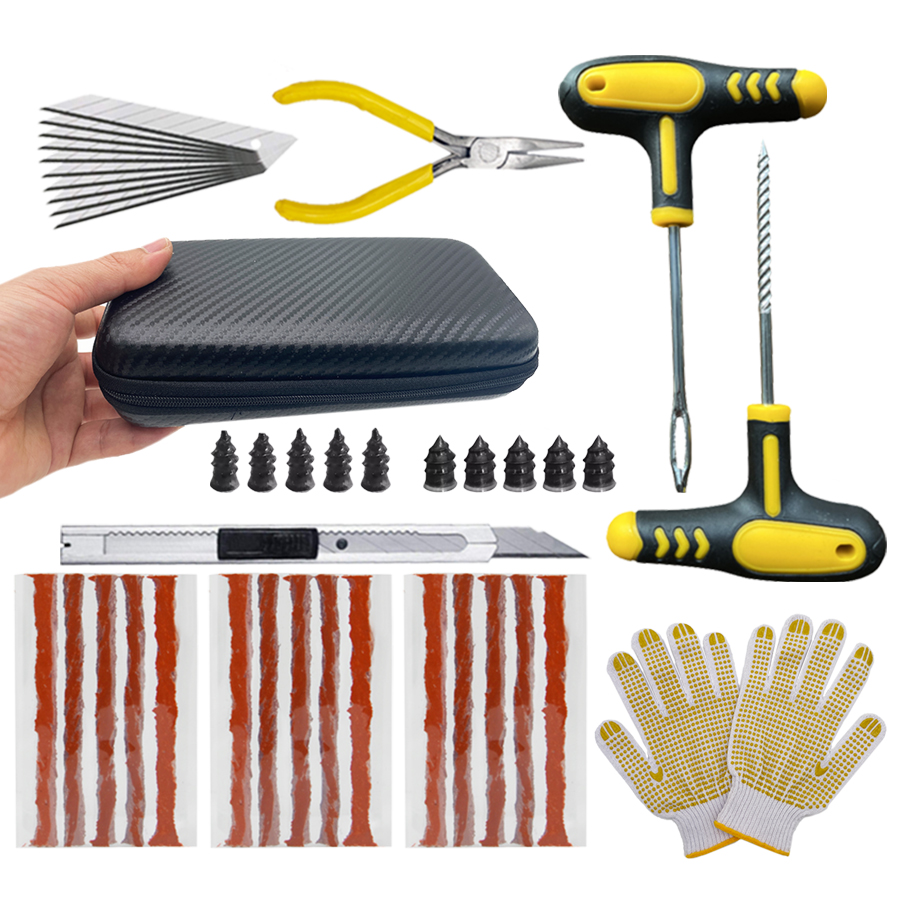 Car Emergency Tool Kit - Motorcycle Tire Repair Kit Puncture Plug