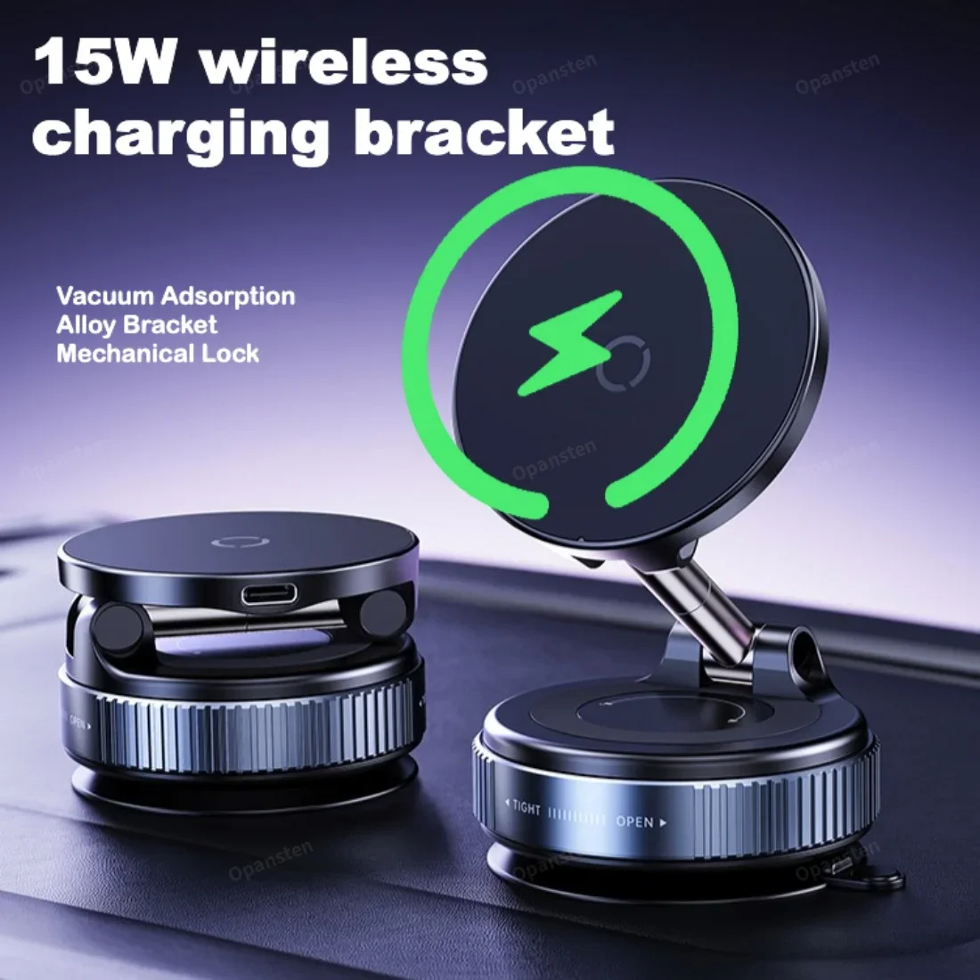 Wireless Car Charger - 360° Rotation Vacuum Suction Cup For
