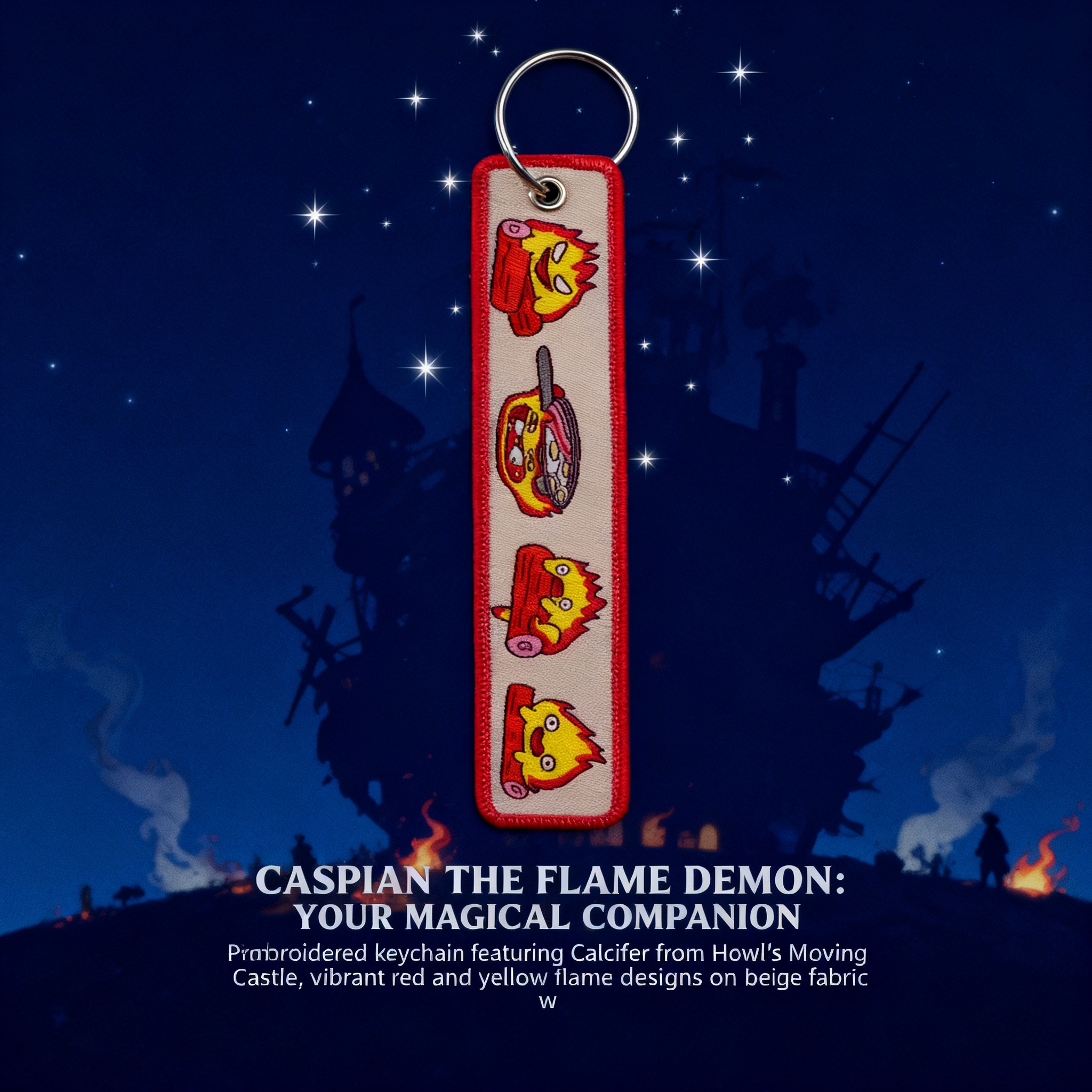 Car Accessories Decoration - Anime Fire Embroidery Key Fobs Cute