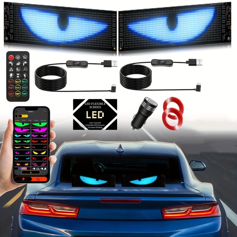 Car Accessories Decoration - 2pcs LED Matrix Panel Sign USB