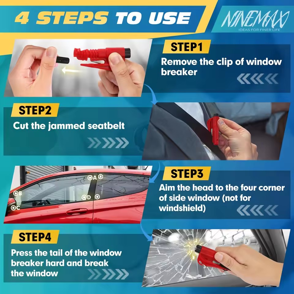Safety Hammer Car Escape Tool  - مراجعة Car Emergency Tool Kit وسعره