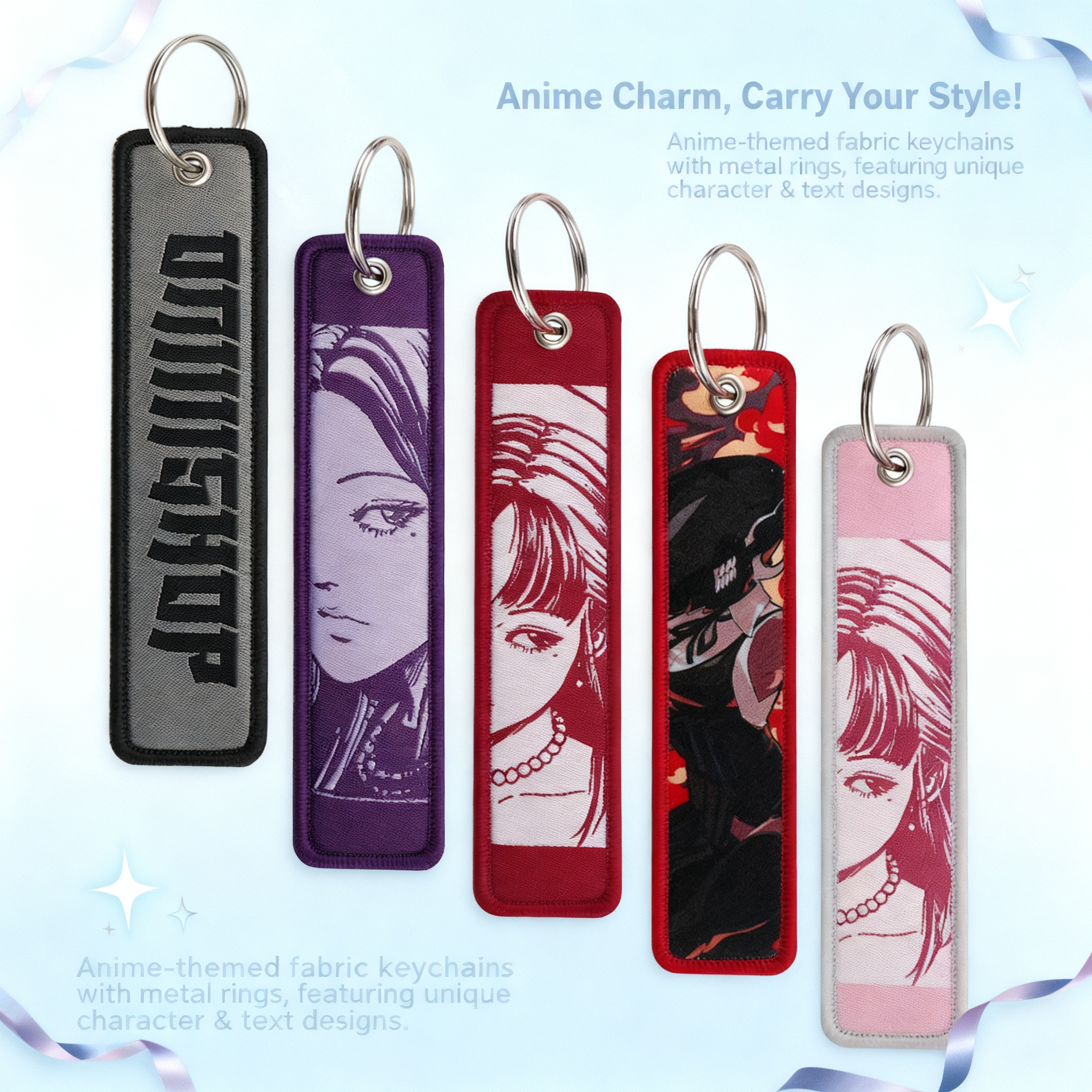 Anime Girls Embroidery Key Fob - مراجعة Car Accessories Decoration وسعره