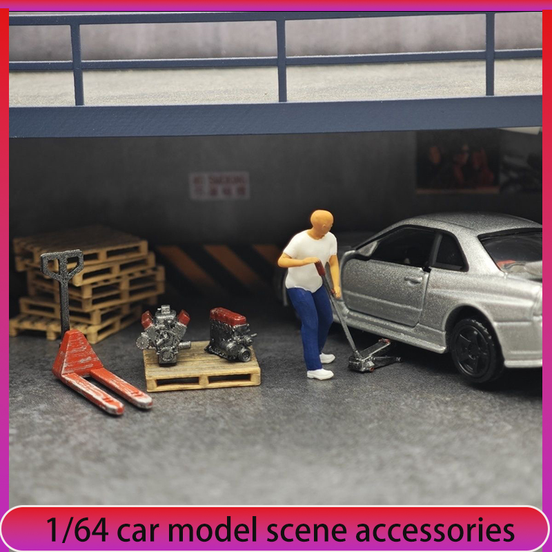 1:64 Car Model Repair Shop Sce - مراجعة Car Accessories Decoration وسعره