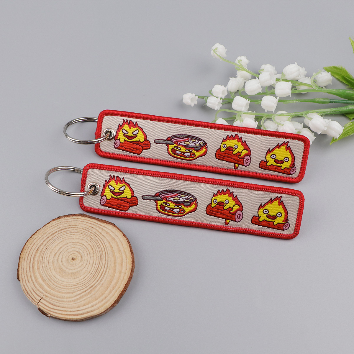 Anime Fire Embroidery Key Fobs - مراجعة Car Accessories Decoration وسعره
