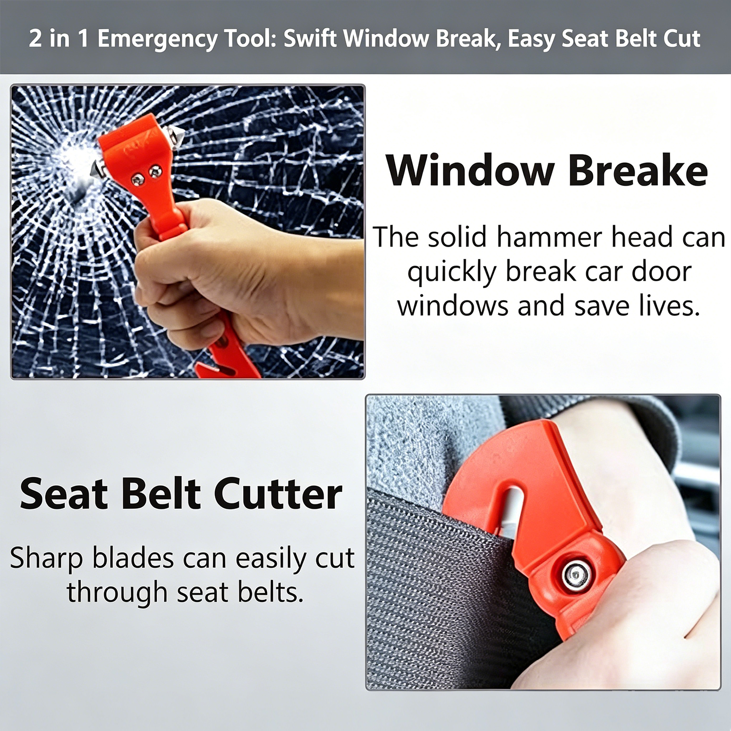 1/2PCS Survival Safety Hammer  - مراجعة Car Emergency Tool Kit وسعره