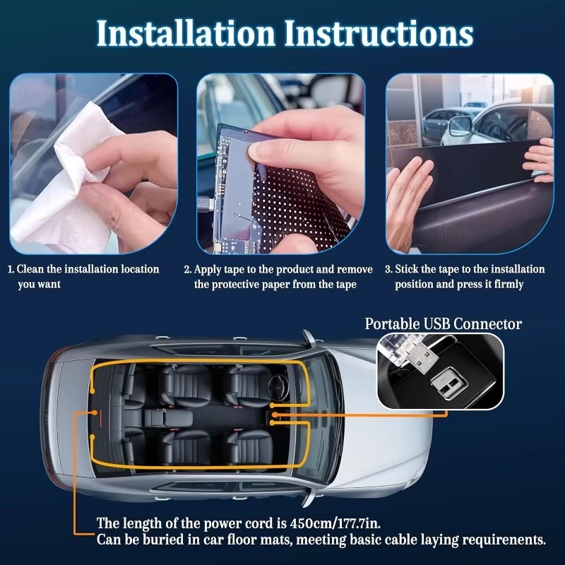 2pcs LED Matrix Panel Sign USB - مراجعة Car Accessories Decoration وسعره